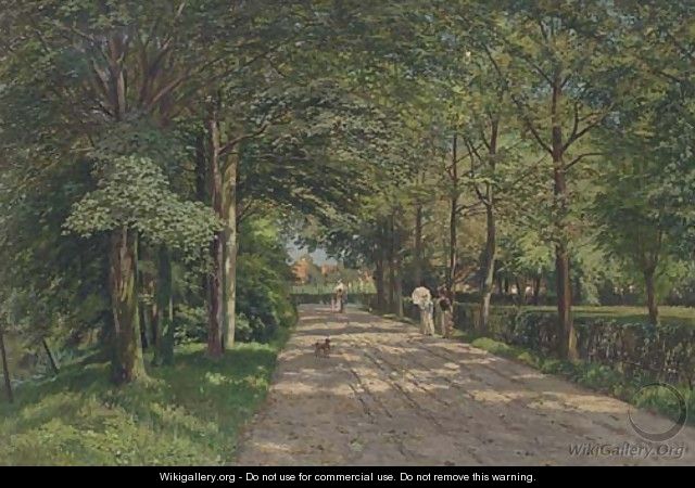 A stroll along a sunlit avenue - Wilhelm Degode