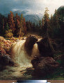 A waterfall in a mountainous wooded landscape - Wilhelm Brandenburg