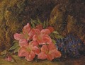 A still life of spring flowers on a mossy bank - Vincent Clare