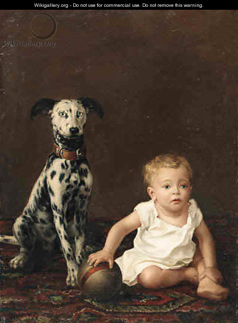 A young boy and a dalmation - Victorian School