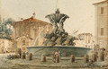 The Fountain of the Piazza Santa Maria in Cosmedin with the Temple of Cybele, Saint Peter in the background, Rome - Victor Jean Nicolle