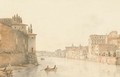 View of the Tiber looking towards the churches of San Spirito dei Napoleonic - Victor Jean Nicolle