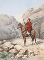 An Arab warrior on horseback in a desert gorge - Vittorio Rappini