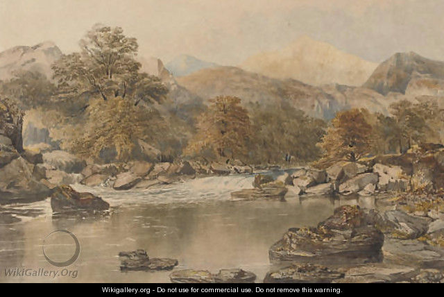 Falls in a highland landscape - William Holman Hunt