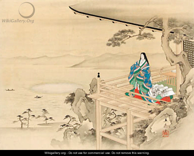 Murasaki Shikibu at Ishiyama temple - Utagawa or Ando Hiroshige