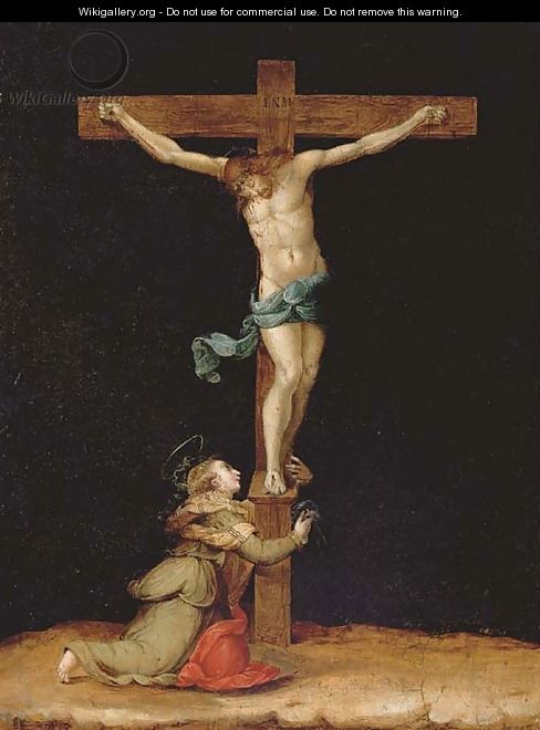 The Crucifixion with Saint Mary Magdalen - Tuscan School