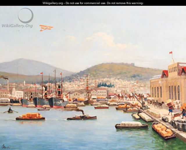 A Turkish harbour scene - Turkish School