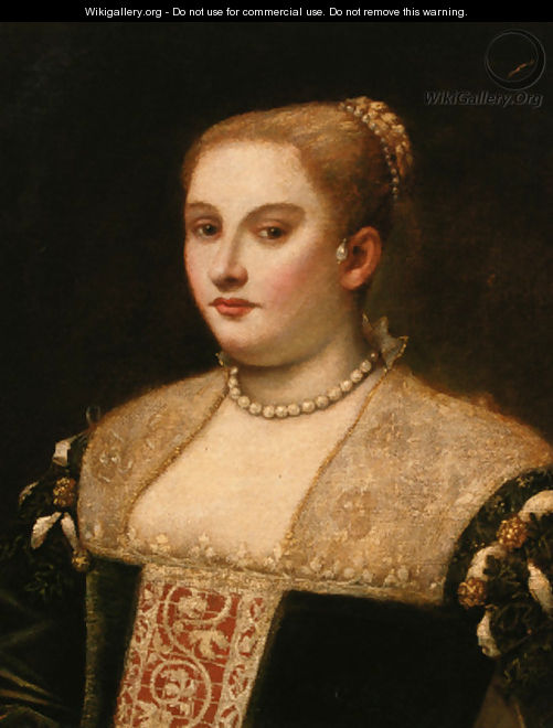 Portrait of a lady, half-length, in a black dress - Venetian School