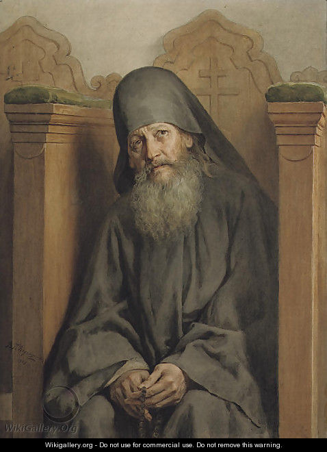 A monk at prayer - Vasili Vasilyevich Vereshchagin