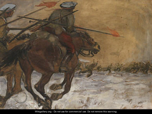 The Cavalry Charge - Valentin Aleksandrovich Serov