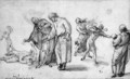 A Wounded Boy Attended By A Woman And A Man, With Figures Fleeing - Ventura Salimbeni