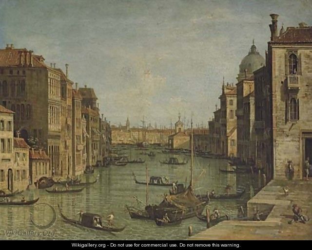The Grand Canal, Venice, looking East from the Campo San Vio towards the Bacino - Venetian School