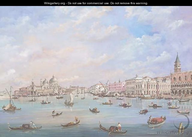 A view of the entrance of the Grand Canal, Venice - Venetian School