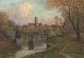View of a town in autumn - Victor Brugairolles