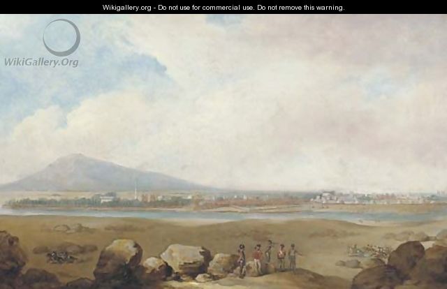 View of Seringapatam, with English soldiers overlooking Indian cavalry - Thomas Stothard