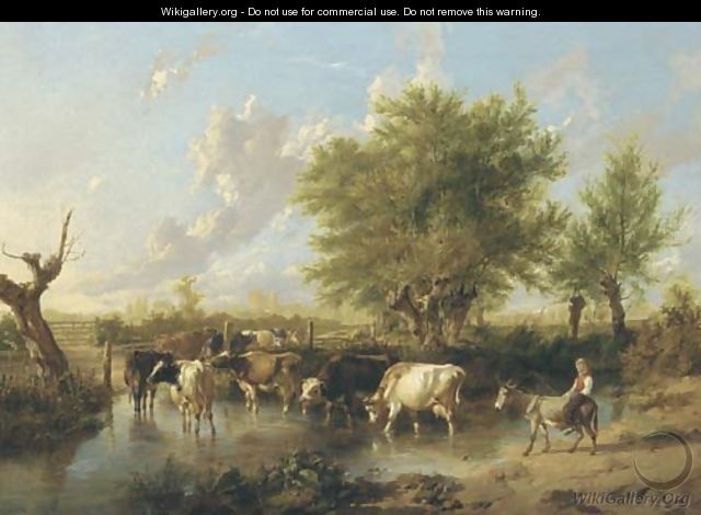 Landscape and cattle, Bingley Gate, near Canterbury - Thomas Sidney Cooper