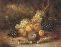 Grapes, pears, apples, a peach and a bird's nest with eggs, on a mossy bank - Thomas Whittle