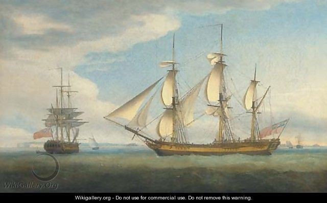 The merchantman Blenheim of London in two positions in the Downs - Thomas Whitcombe