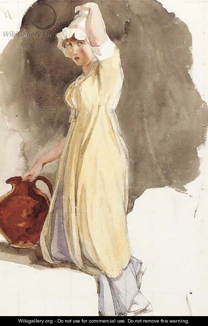 A young woman carrying a jug of water - Thomas Uwins
