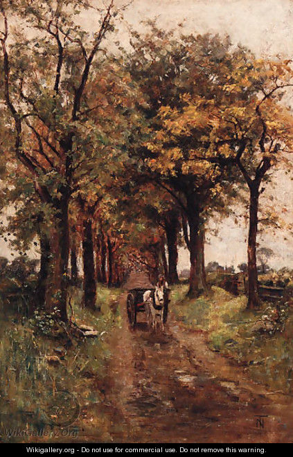 A Horse and Cart on a wooded Track - Thorvald Simeon Niss