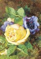A rose and anenomes on a mossy bank - Thomas Worsey