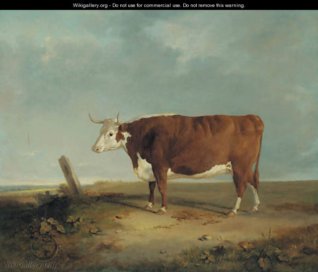 A longhorn cow in a landscape - Thomas Woodward