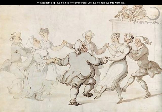 Figures dancing with musicians looking on - Thomas Rowlandson