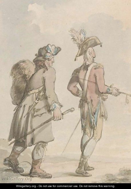 An infantry officer with his soldier-servant - Thomas Rowlandson