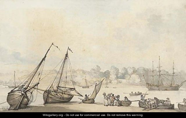 A view of Hilford on the River Fal, Cornwall - Thomas Rowlandson