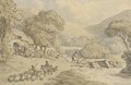 A shepherd with his flock before a cottage, beside a river - Thomas Rowlandson
