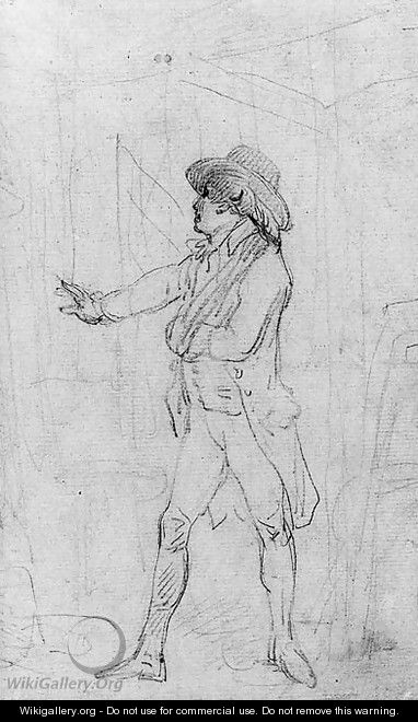 Study of a gentleman, with his arm in a sling, possibly the artist in his studio - Thomas Rowlandson