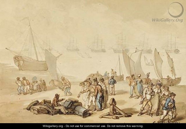 Passengers alighting from a ferry - Thomas Rowlandson