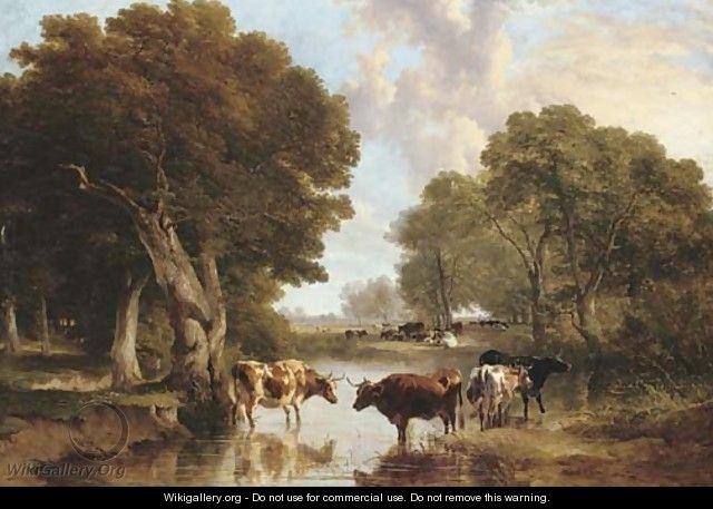 Cattle on the banks of a river - Thomas Sidney Cooper