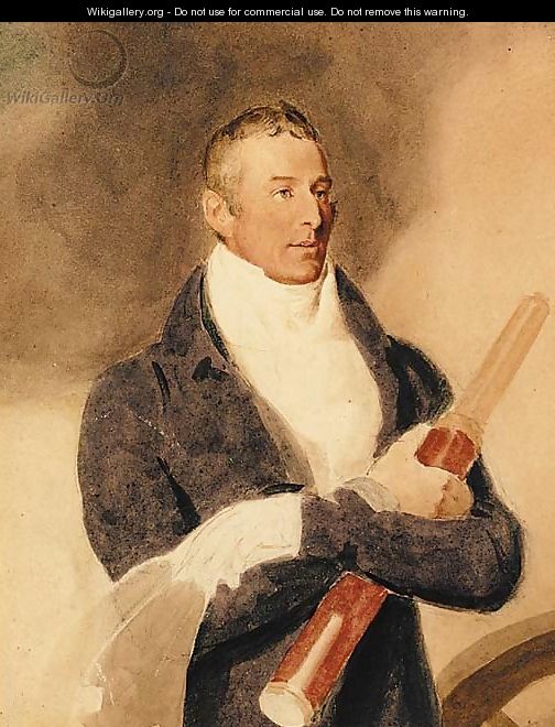 Portrait of the Duke of Wellington, half-length holding a telescope - Thomas Heaphy