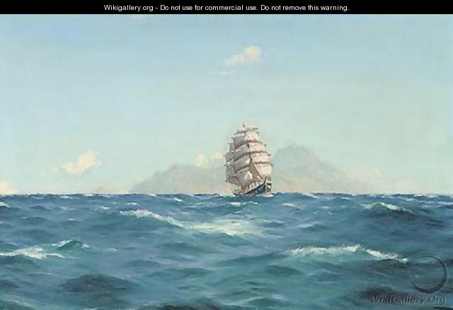A brigantine off what is thought to be Tenerife - Thomas Jacques Somerscales