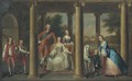 Portrait of the family of the 3rd Duke of Marlborough, a landscape beyond - Thomas Hudson