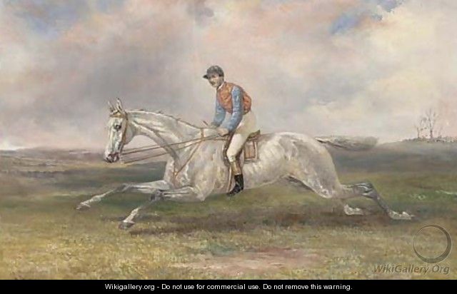 A jockey on a grey in full gallop - Thomas Hillier Mew