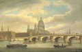 View of the River Thames with St. Paul's Cathedral and Blackfriars Bridge - Thomas Luny