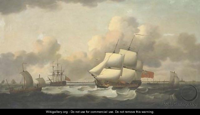 A Royal Navy frigate and other shipping off Harwich - Thomas Luny