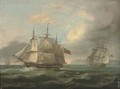 A man-of-war in two positions off the coast - Thomas Luny