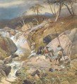 A Highland burn with an angler conversing with two gillies other sportsmen can be seen approaching from the distance - Thomas Miles Richardson, Jnr.