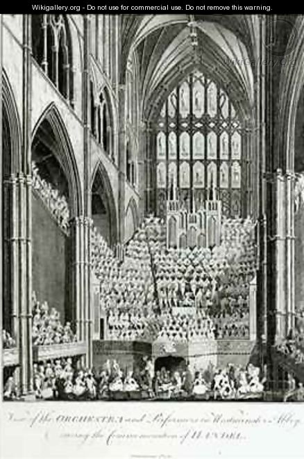 View of the Orchestra and Performers in Westminster Abbey, during the Commemoration of Handel - Edward Francis Burney