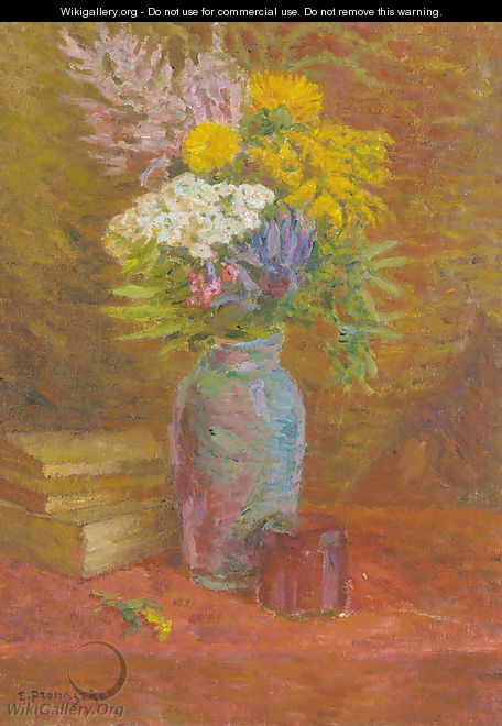 Summer flowers in a coloured glass vase - Zbigniew Pronaszko
