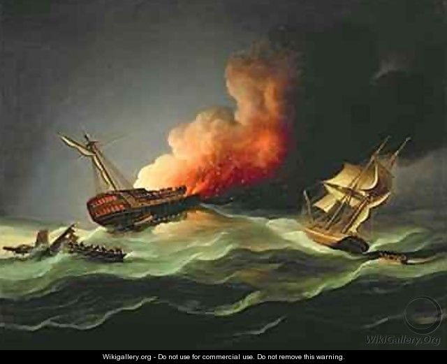 The East Indiaman Kent on Fire in the Bay of Biscay - Thomas Buttersworth