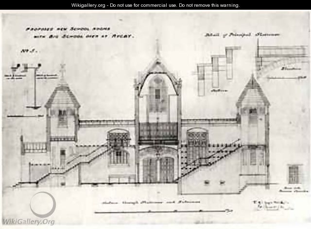 Details of Entrances, Stairs, Furnace Chamber Doorway and Handrails - William Butterfield