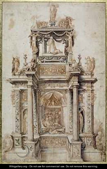 Design for a Funerary Monument for Gaston de Foix, Duke of Nemours 1489-1512 - Agostino, called il Bambaia Busti
