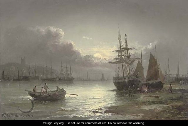 Whitby by moonlight - William A. Thornley or Thornbery
