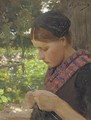 A girl knitting - Willy Martens