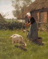 A farmer's wife tending to the livestock - Willy Martens