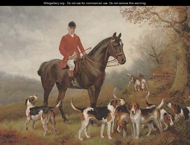 A gentleman with his hunter and hounds - Wilson Hepple